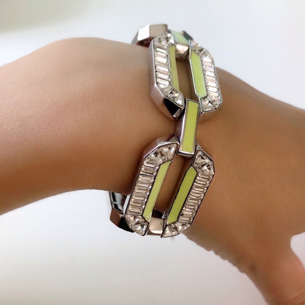 Henri Bendel crystal and Neón enamel link bracelet